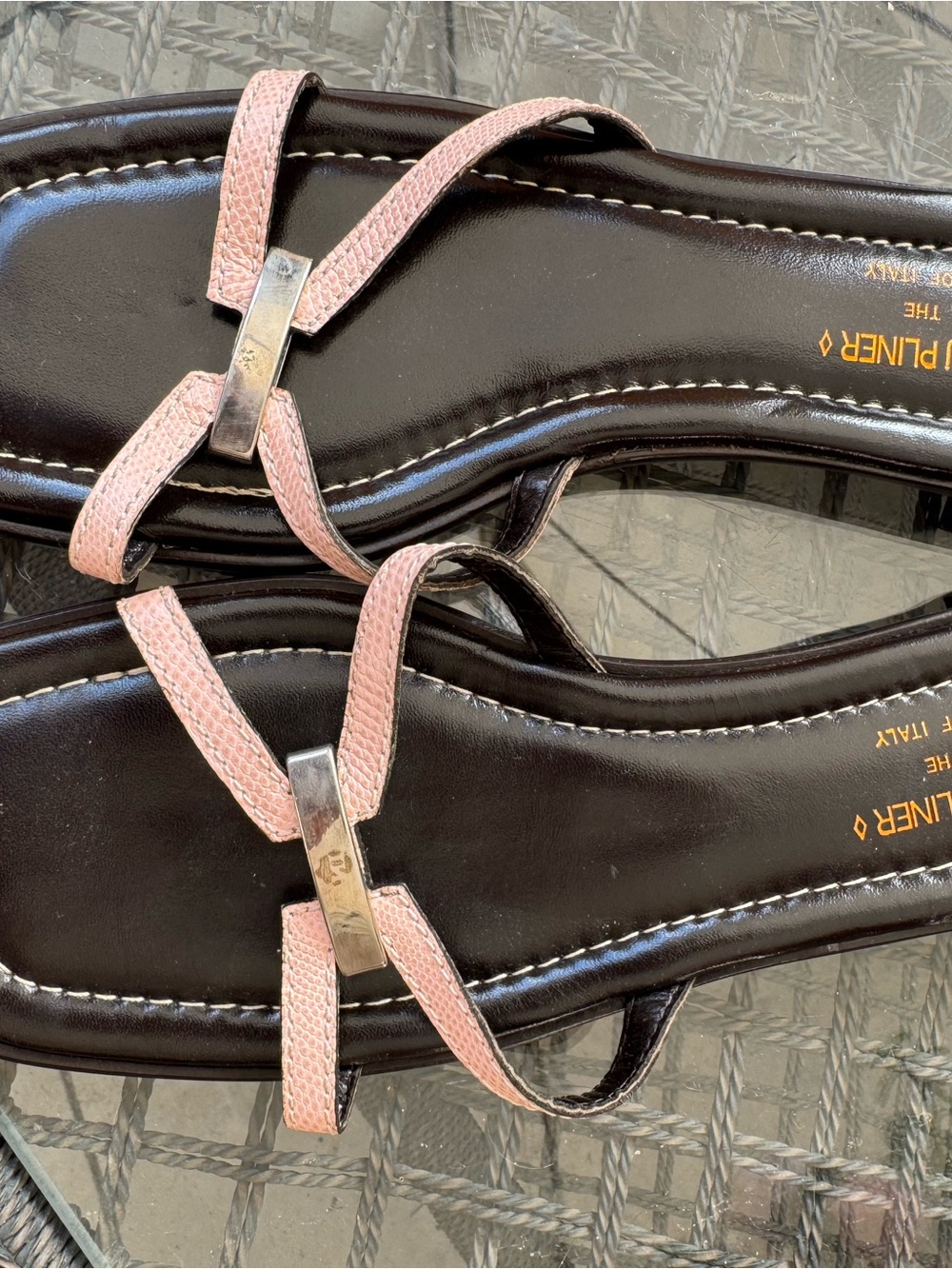 Donald J. Pliner Pink Strappy Sandals with Black Footbed